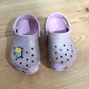 Kids Glitter Crocs with Fries Charm